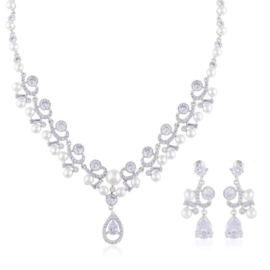 Komplet biżuterii ślubnej z perłami Xuping - SKO84