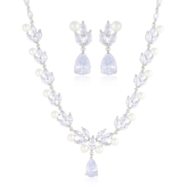 Komplet biżuterii ślubnej z perłami Xuping - SKO95