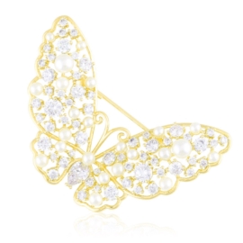 Broszka stalowy motyl z perełkami Xuping BRP134